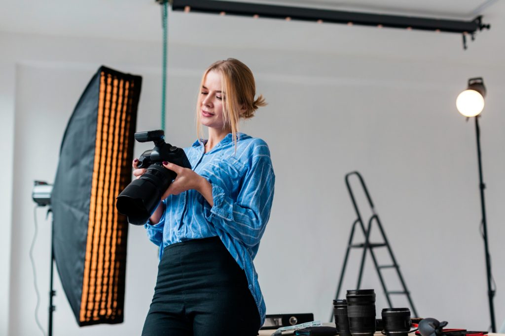 woman preparing studio shooting